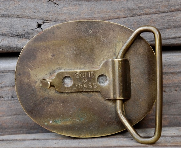 Vintage 1960's Brass & Wood Belt Buckle - TOTeM Salvaged