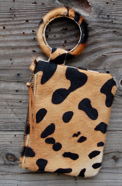 Pink Leopard Print Hair On Hide Clutch / Wallet Mini - TOTeM Salvaged