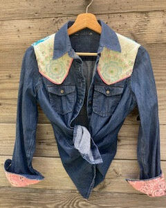 mustang reworked small jean shirt