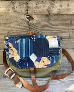 vintage patchwork indigo messenger